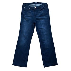 Revery Mid Rise Slim Bootcut Jeans Sz 14 W Blue Super Stretch Rose Gold Buttons